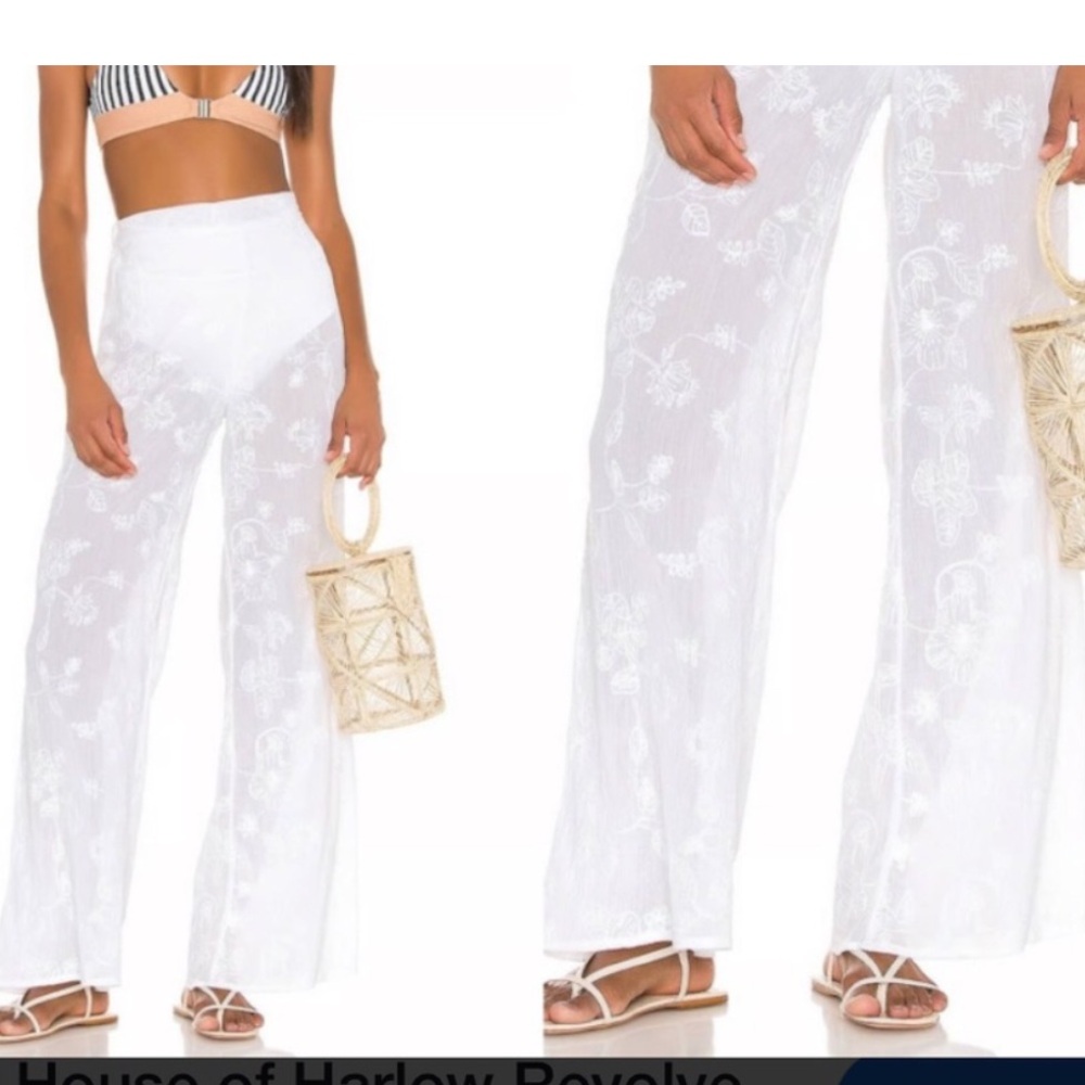 New Anatomie White Sheer Lace Wide-Leg beach  Pants - Picture 4 of 10